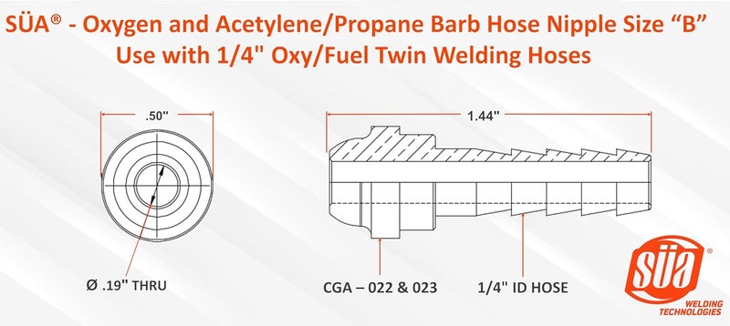 Sa ® - Repair Kit for Twin Oxy/Fuel 1/4" I.D. Welding Hoses with Size "B" 9/16"-18 Connectors - Oxygen and Acetylene/Propane - Image 3